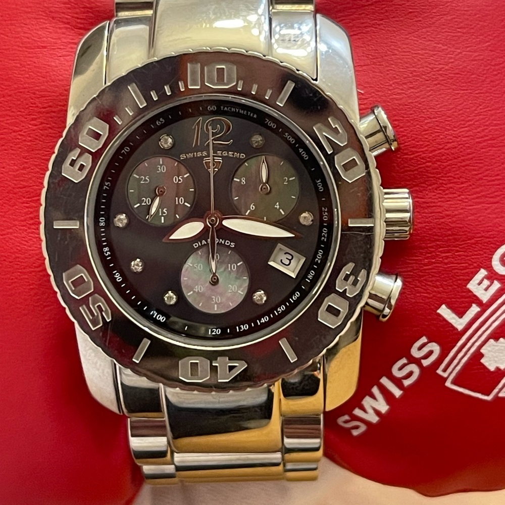 Swiss Legend Commander Chronograph Diamond Mother Pearl 37mm Unisex Swiss Made